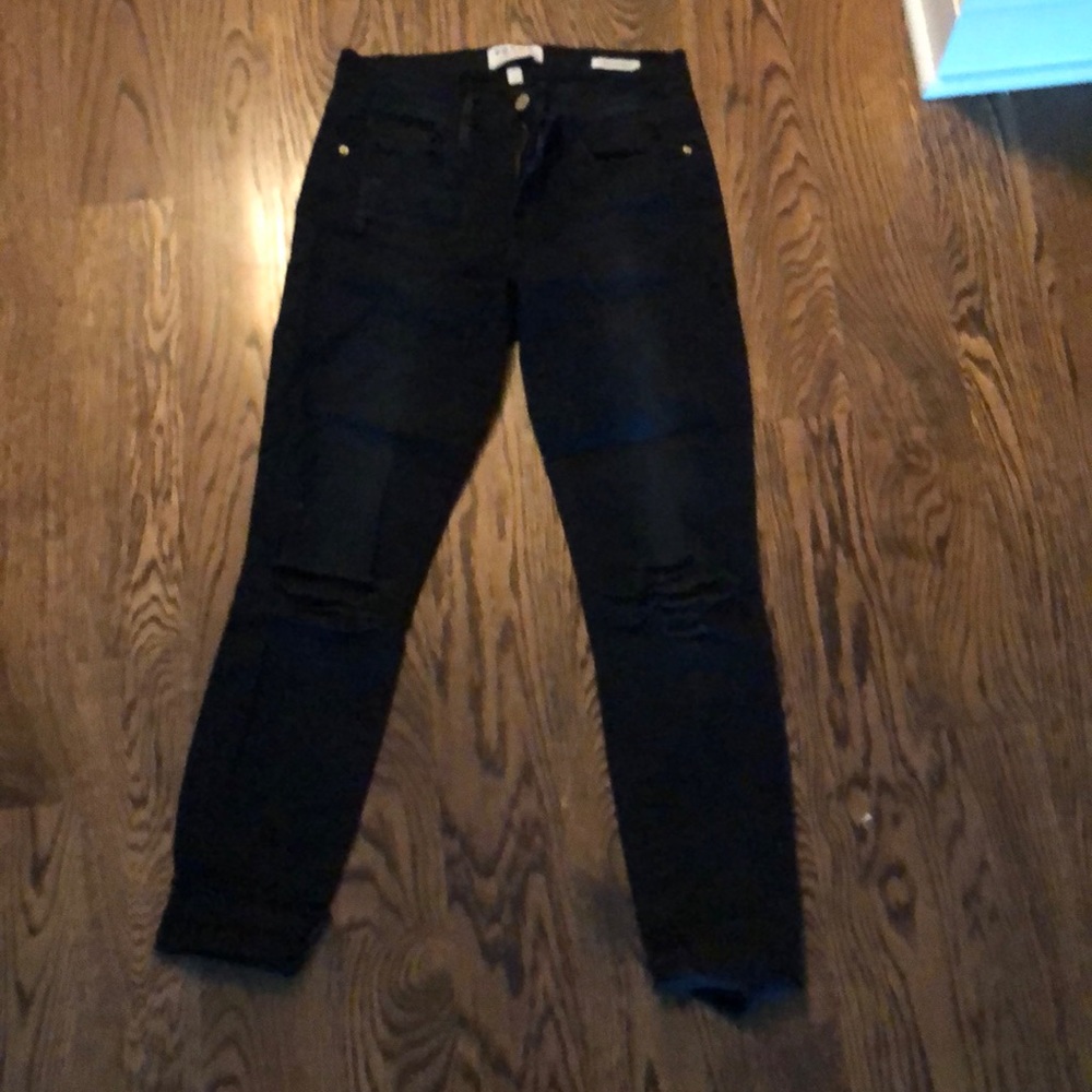 Black distressed Frame jeans